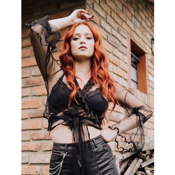 Maison Revolt – Sheer Tulle Wrap-Around Fringe Top (Sample Piece) – Size S - Picture 2 of 11